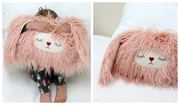 DIY Stuffed Bunny Pillow Free Sewing Pattern + Tutorial