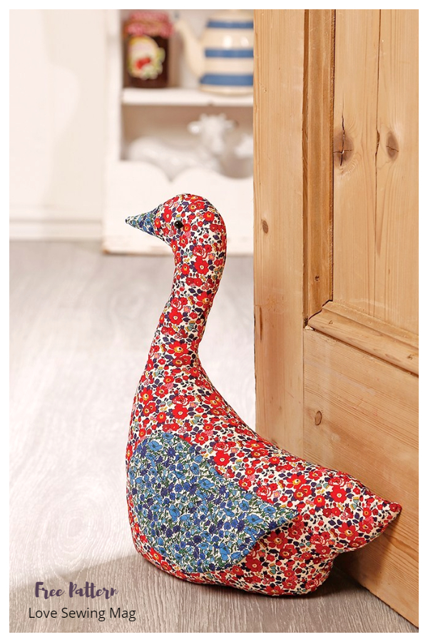 DIY Stuffed Fabric Goose Doorstop Free Sewing Patterns