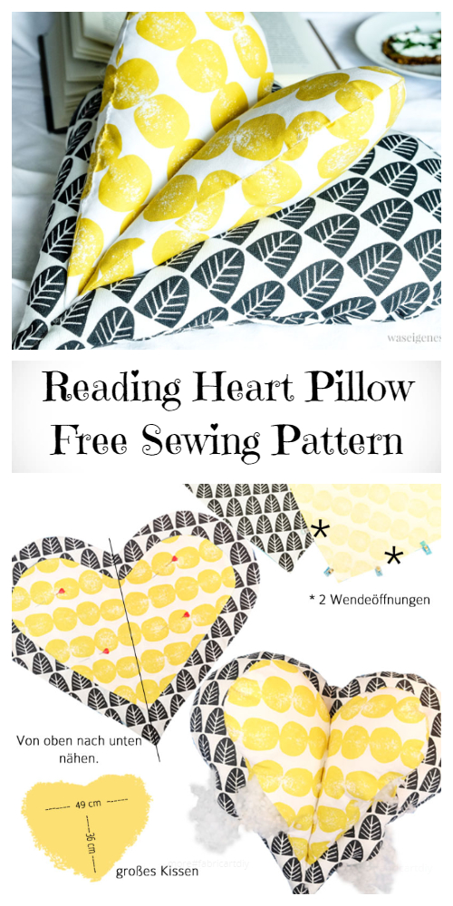 DIY Valentine Reading Heart Pillow Free Sewing Pattern + Tutorial