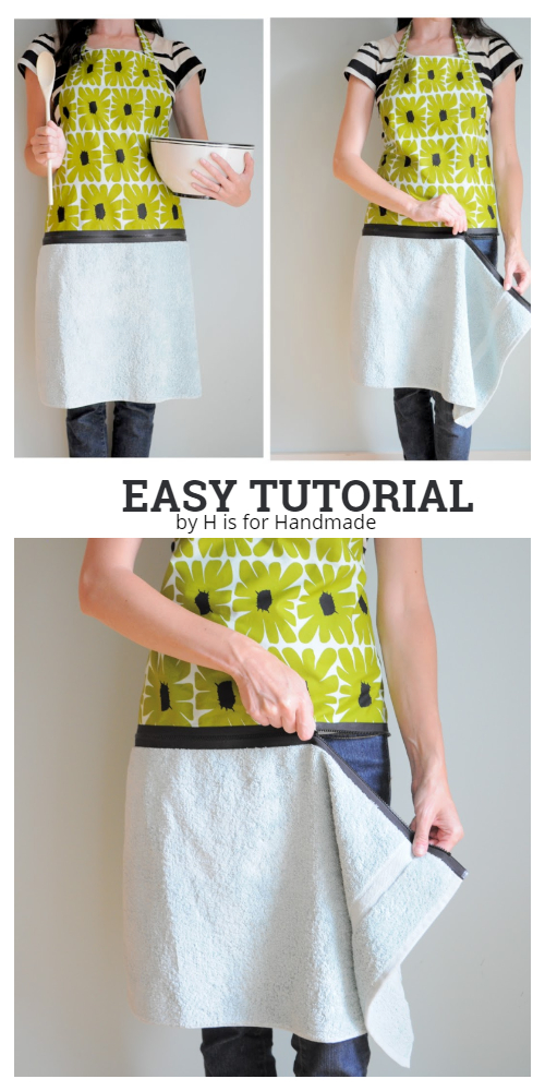 DIY Hand Towel Apron with Zipper Sewing Tutorial