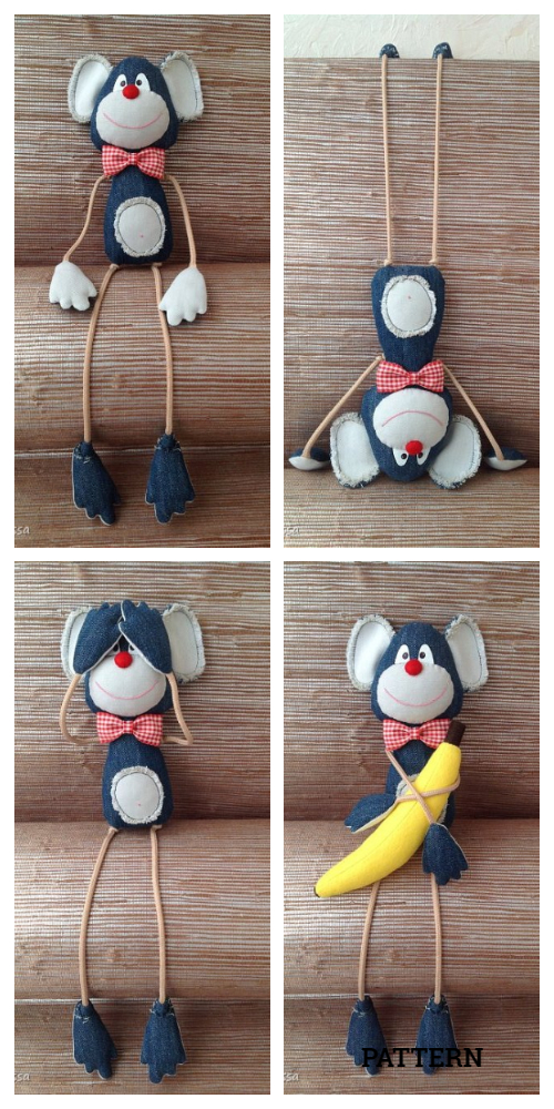 Baby monkey soft toy sewing pattern avec propres Vêtements Collection
