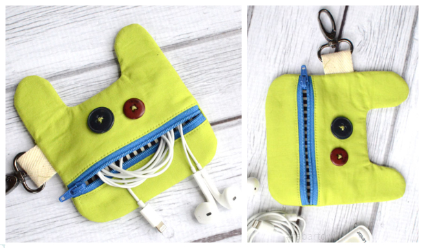 DIY Monster Earbud Pouch Free Sewing Pattern + Tutorial