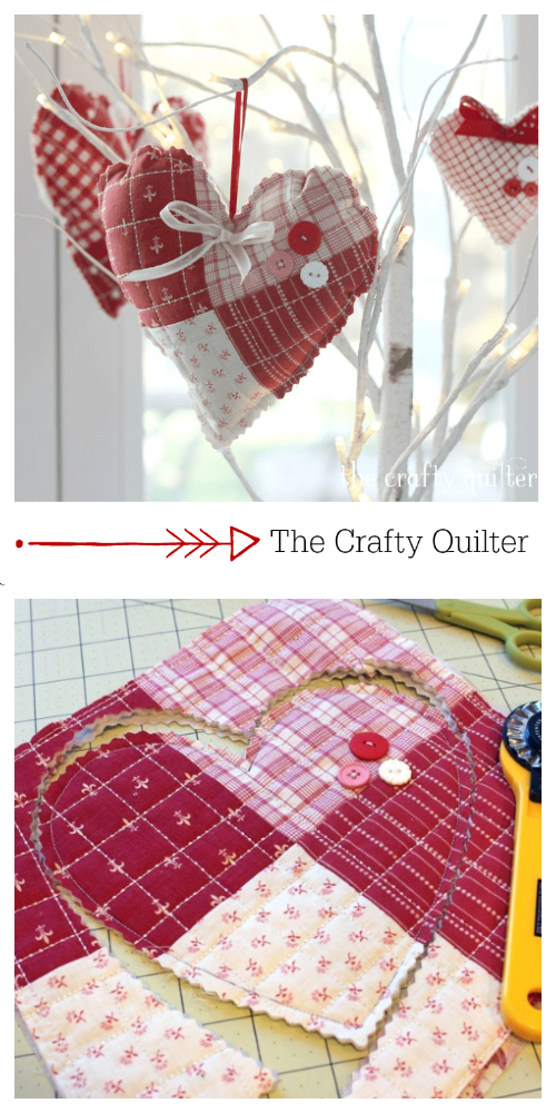 DIY Fabric Quilted Heart Free Sewing Patterns & Tutorial