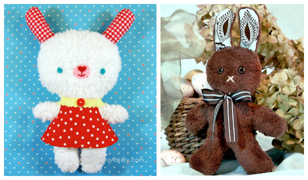 DIY Fluffy Fabric Toy Bunny Free Sewing Patterns and Tutorials