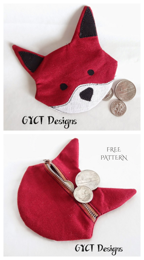 DIY Fabric Fox Coin Purse Free Sewing Pattern & Tutorial