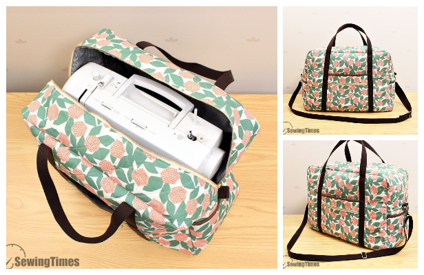 DIY Fabric Sewing Machine Carrying Tote Bag Free Sewing Pattern +