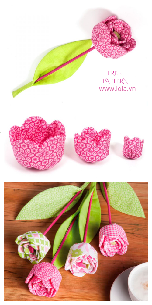 DIY Fabric Tulip Flower Free Sewing Patterns