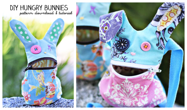 DIY The Hungry Bunny Zipper Bag Free Sewing Pattern