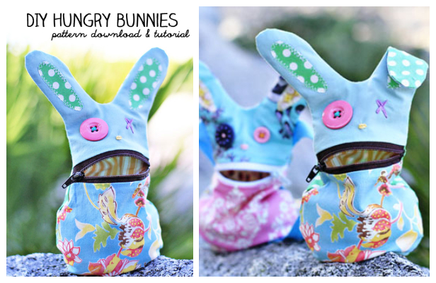 DIY The Hungry Bunny Zipper Bag Free Sewing Pattern
