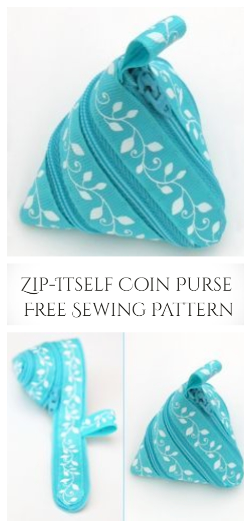 DIY Zip-Itself Triangle Coin Purse Free Sewing Pattern + Tutorial