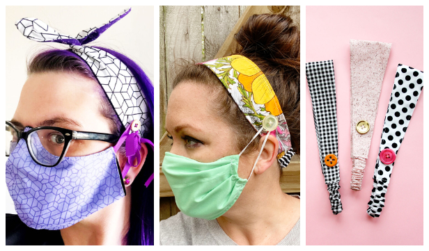 Buttoned Fabric Headband for Mask Free Sewing Patterns + Video