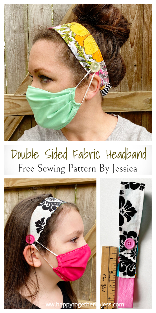 Buttoned Fabric Headband for Mask Free Sewing Patterns