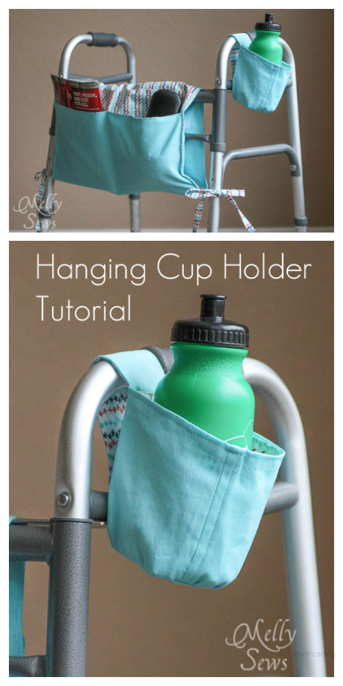 DIY Fabric Walker Cup Holder Caddy Free Sewing Patterns and Tutorials