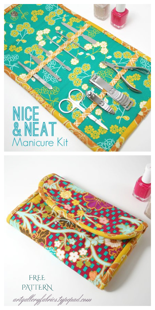 DIY Fat Quarter Fabric Manicure Kit Free Sewing Pattern and Tutorial