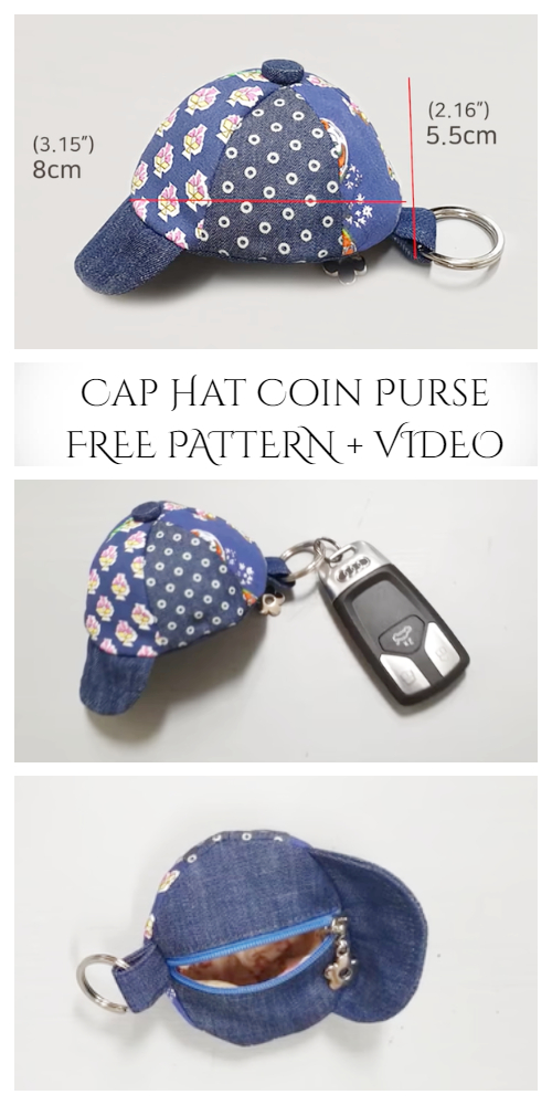DIY Mini Hat Coin Purse Keychain Free Sewing Pattern + Video