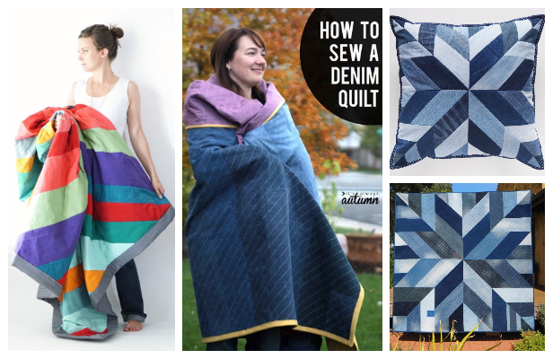 DIY Recycled Jeans Denim Quilt Sewing Tutorial