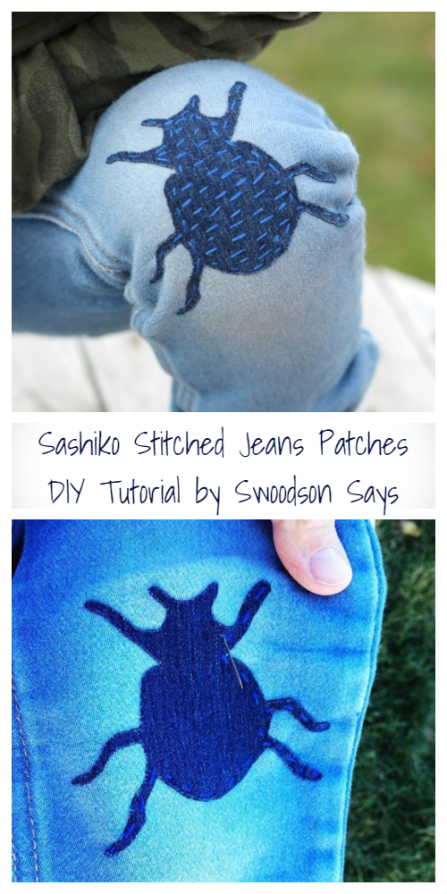 Sashiko Stitched Jeans Patches DIY Tutorial