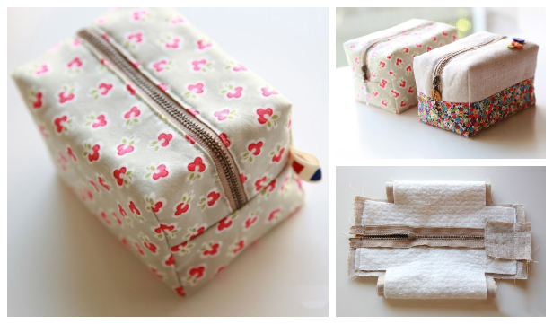 DIY Fabric Block Zipper Pouch Free Sewing Pattern and Tutorial
