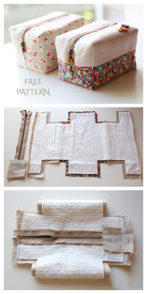 DIY Fabric Block Zipper Pouch Free Sewing Pattern and Tutorial