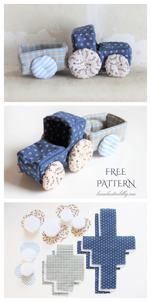 DIY Fabric Toy Tractor Free Sewing Pattern