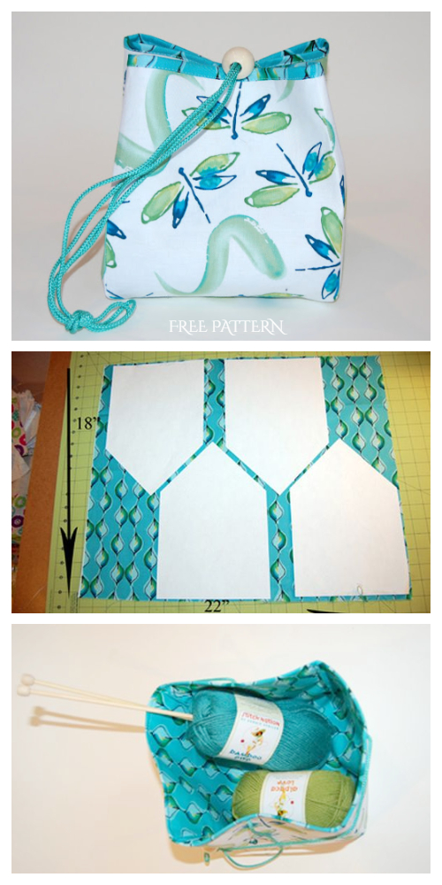 Easy Drawstring Project Bag Free Sewing Pattern