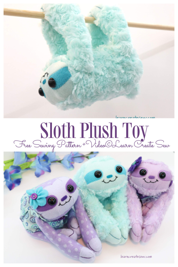 DIY Fabric Sloth Plush Toy Free Sewing Pattern