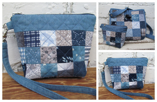 DIY Quilt Jean Cosmetic Bag Free Sewing Pattern