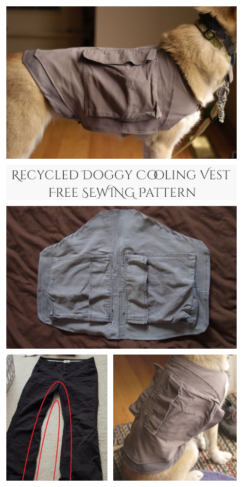 DIY Recycled Doggy Cooling Vest Free Sewing Pattern