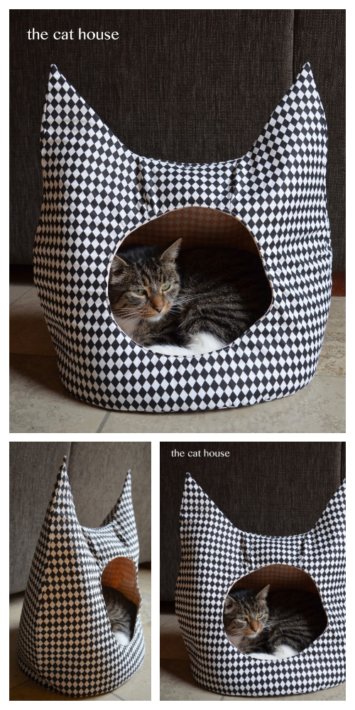 DIY Fabric Cat House Free Sewing Pattern