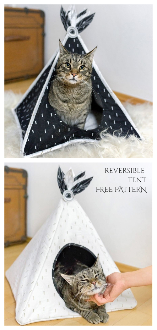 DIY Fabric Reversible Pet Teepee House Free Sewing Patterns