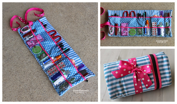 DIY Fabric Roll Up Glove-Box Caddy Free Sewing Pattern