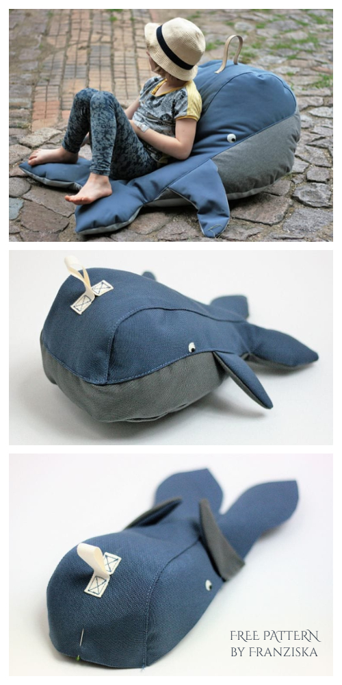 DIY Fabric Whale Beanbag Free Sewing Pattern