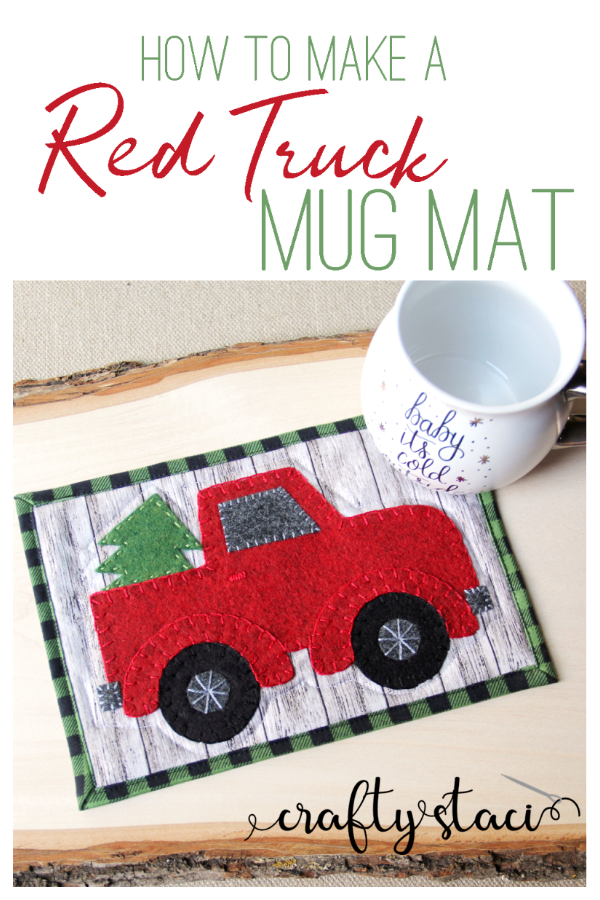 Christmas Red Truck Mug Mat Free Sewing Pattern