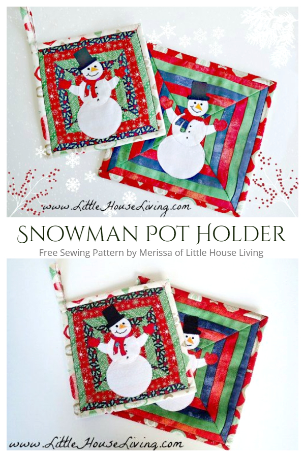 DIY Fabric Snowman Christmas Pot Holder Free Sewing Patterns