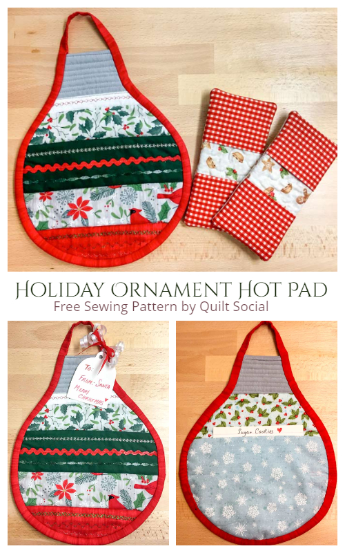 DIY Fabric Christmas Holiday Ornament Hot Pad Free Sewing Patterns 