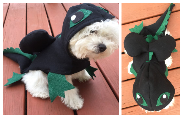 DIY Fabric Dragon Dog Costume Free Sewing Pattern
