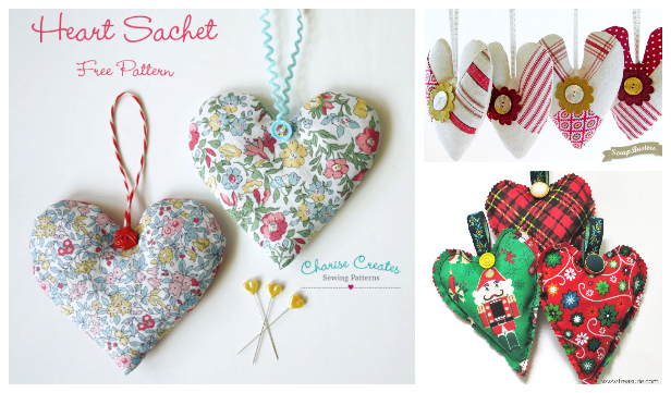 DIY Fabric Heart Sachet Free Sewing Patterns