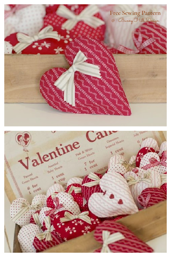DIY Fabric Valentine Hearts Free Sewing Pattern