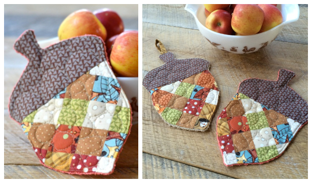 DIY Patchwork Acorn Coaster Free Sewing Patterns