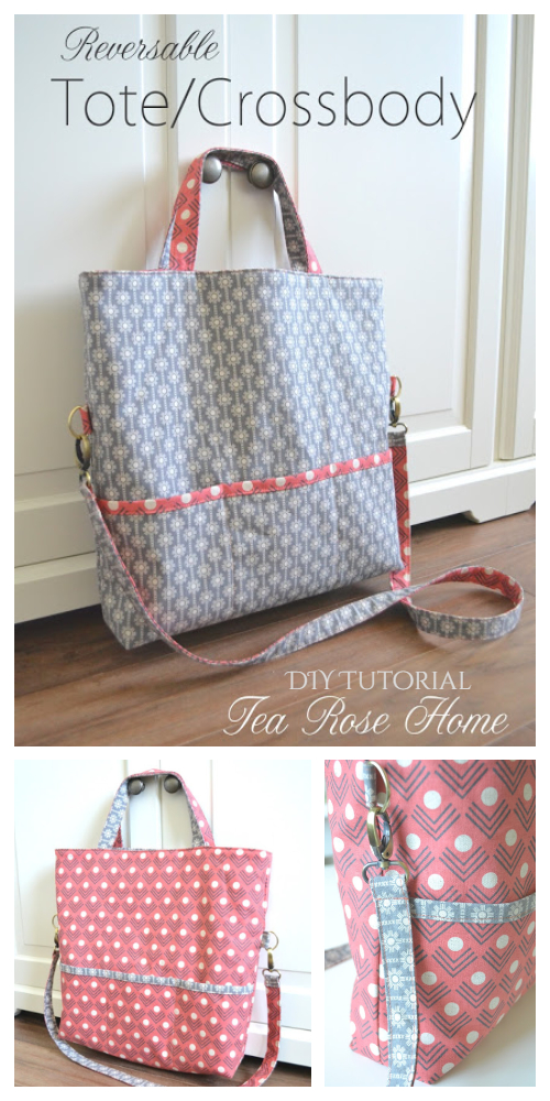 DIY Reversible Tote Crossbody Bag Free Sewing Pattern