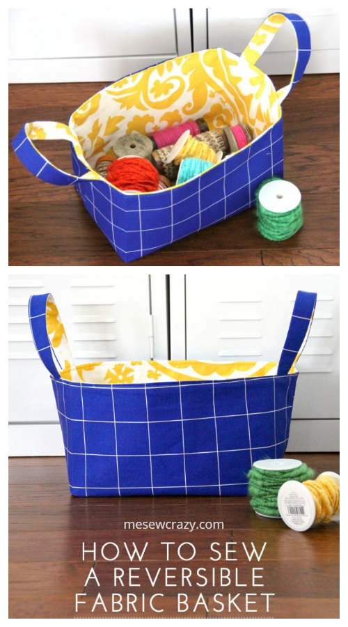 DIY Reversible Fabric Basket Free Sewing Patterns