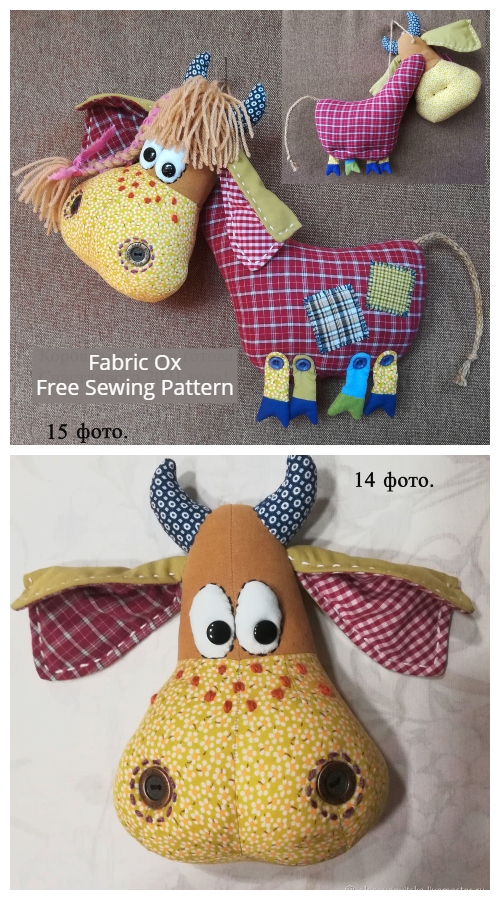 DIY Fabric Ox Toy with Angel Wing Free Sewing Patterns