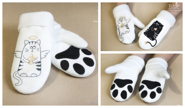 DIY Fabric Paw Mittens Free Sewing Pattern and Tutorial