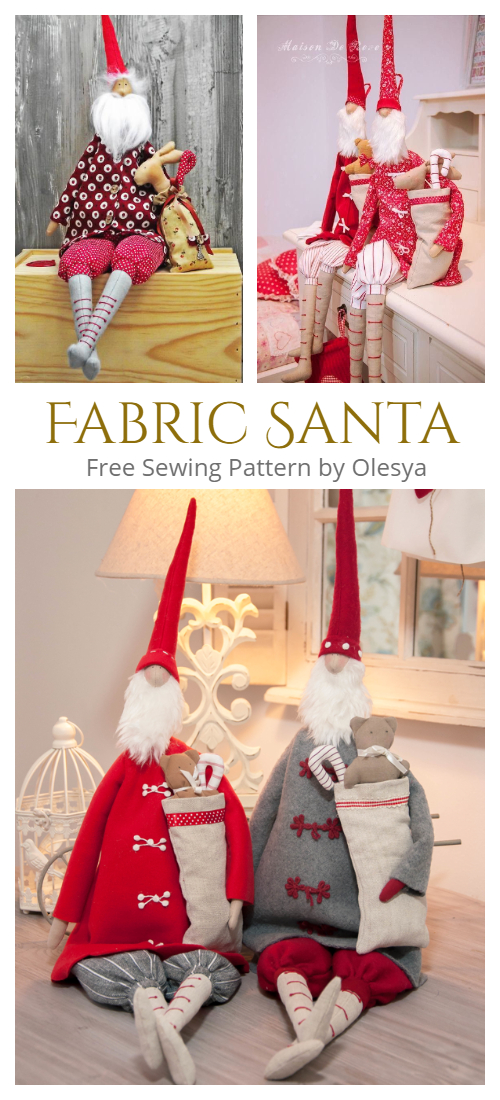 DIY Old Good Fabric Santa Doll Toy Free Sewing Patterns