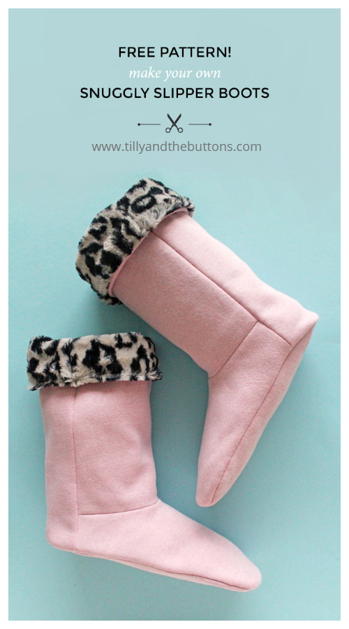 DIY Fabric Snuggly Slipper Boots Free Sewing Patterns