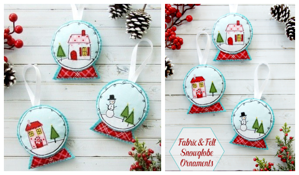 DIY Fabric Snow Globe Christmas Ornament Free Sewing Pattern