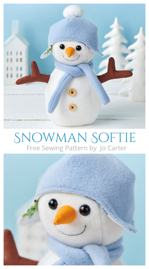 DIY Fabric Snowman Softie Free Sewing Pattern & Tutorial