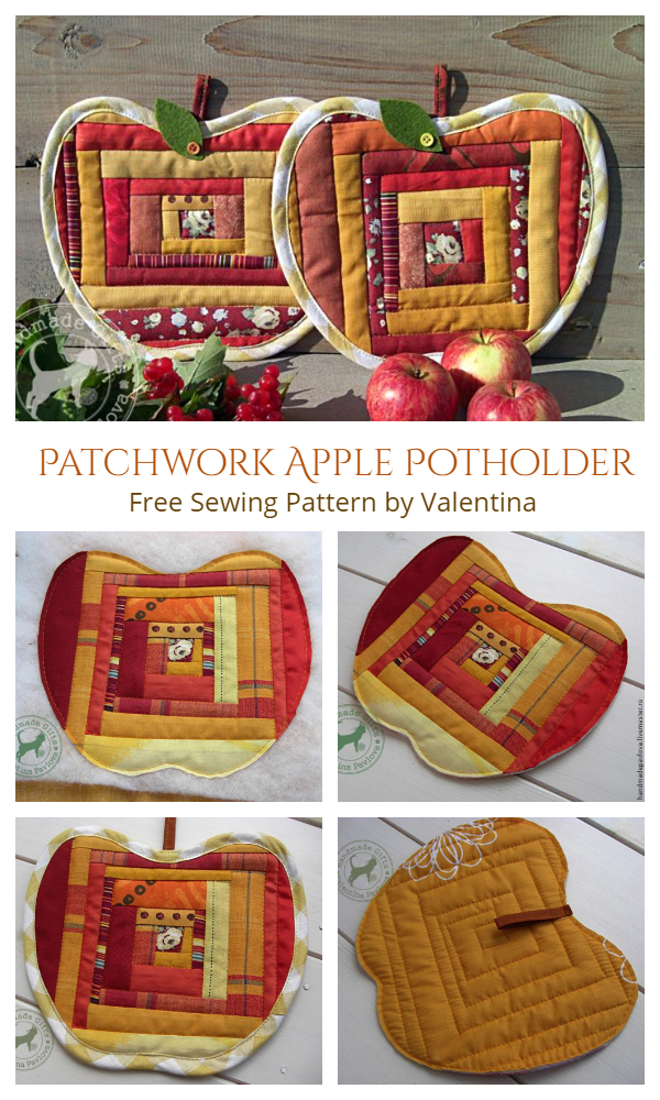 DIY Quilt Apple Potholder Free Sewing Pattern and Tutorial