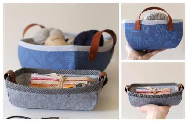 DIY Simple Fabric Basket&Tray Free Sewing Pattern