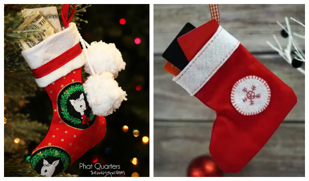 DIY Fabric Christmas Stocking Gift Card Holder Free Sewing Patterns